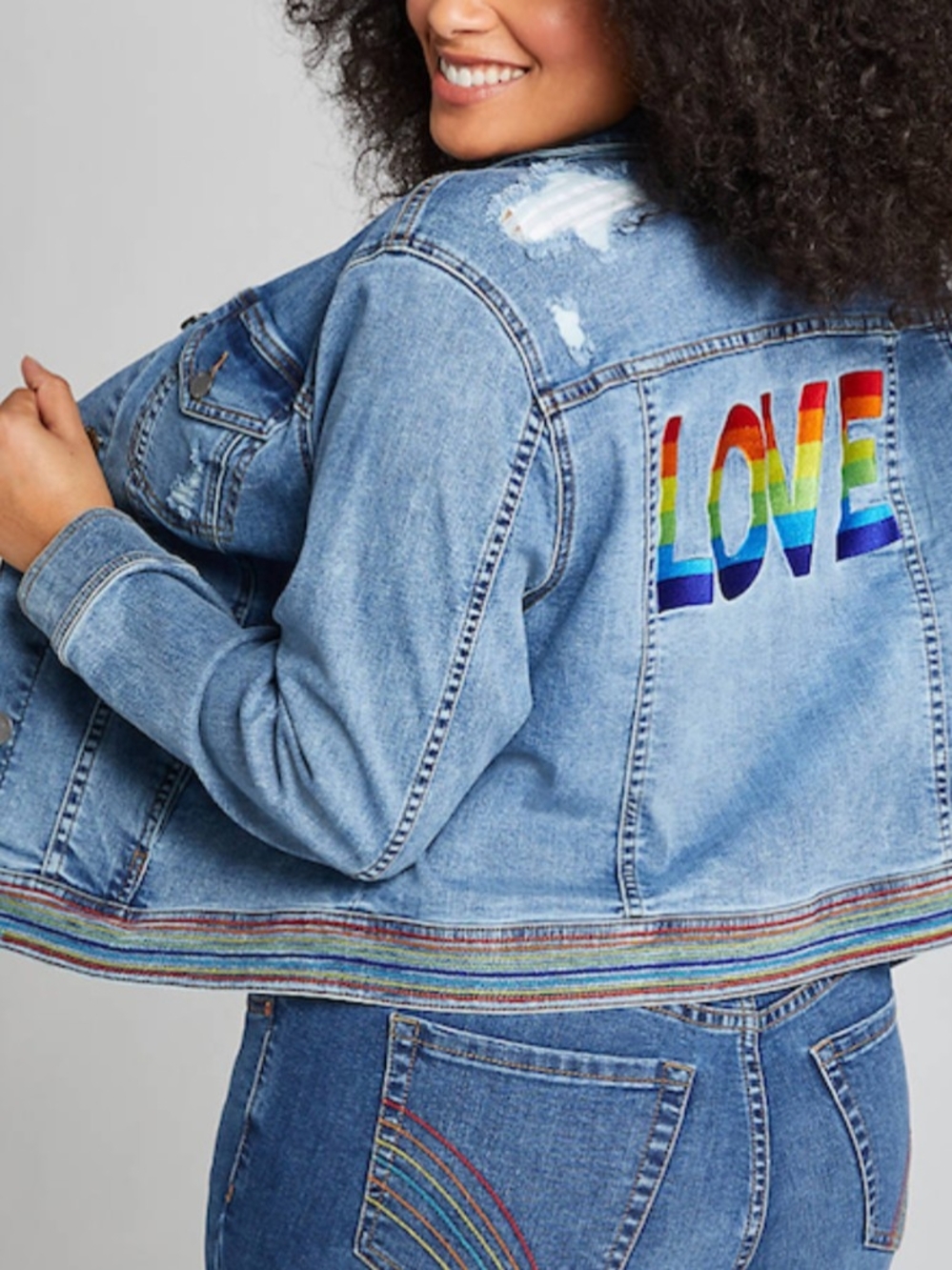 Lane Bryant Pride Collection 'LOVE' Denim Jacket, SZ 18, EUC